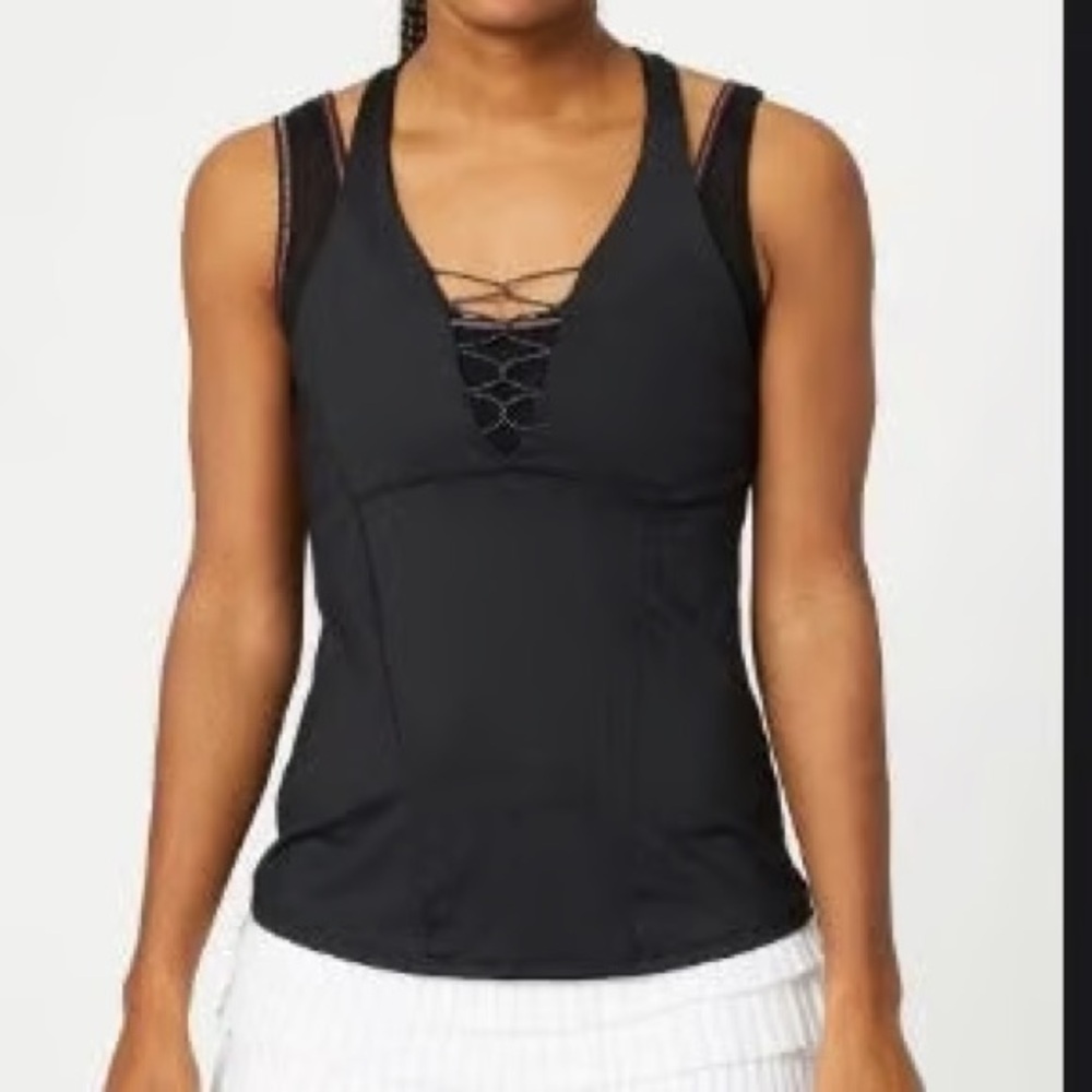 K-Swiss X Lucky in Love Laced Up Top Tennis Athletic Back Layered Bra size Small